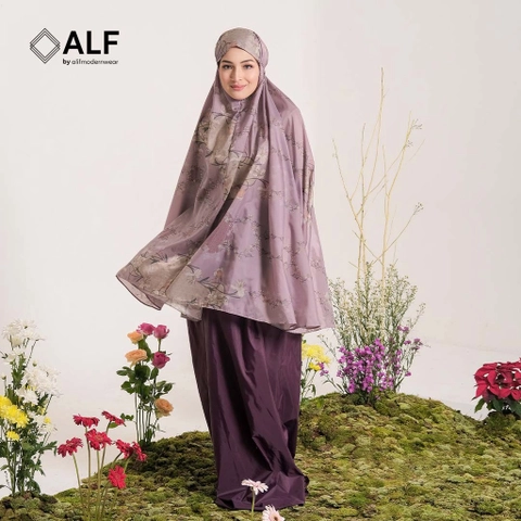 ALF BY ALIF MUKENA MINI MOTIF PARASUT PREMIUM KOREA TRAVEL - POPPY IN BLACKBERRY WINE ( MKN-219 )
